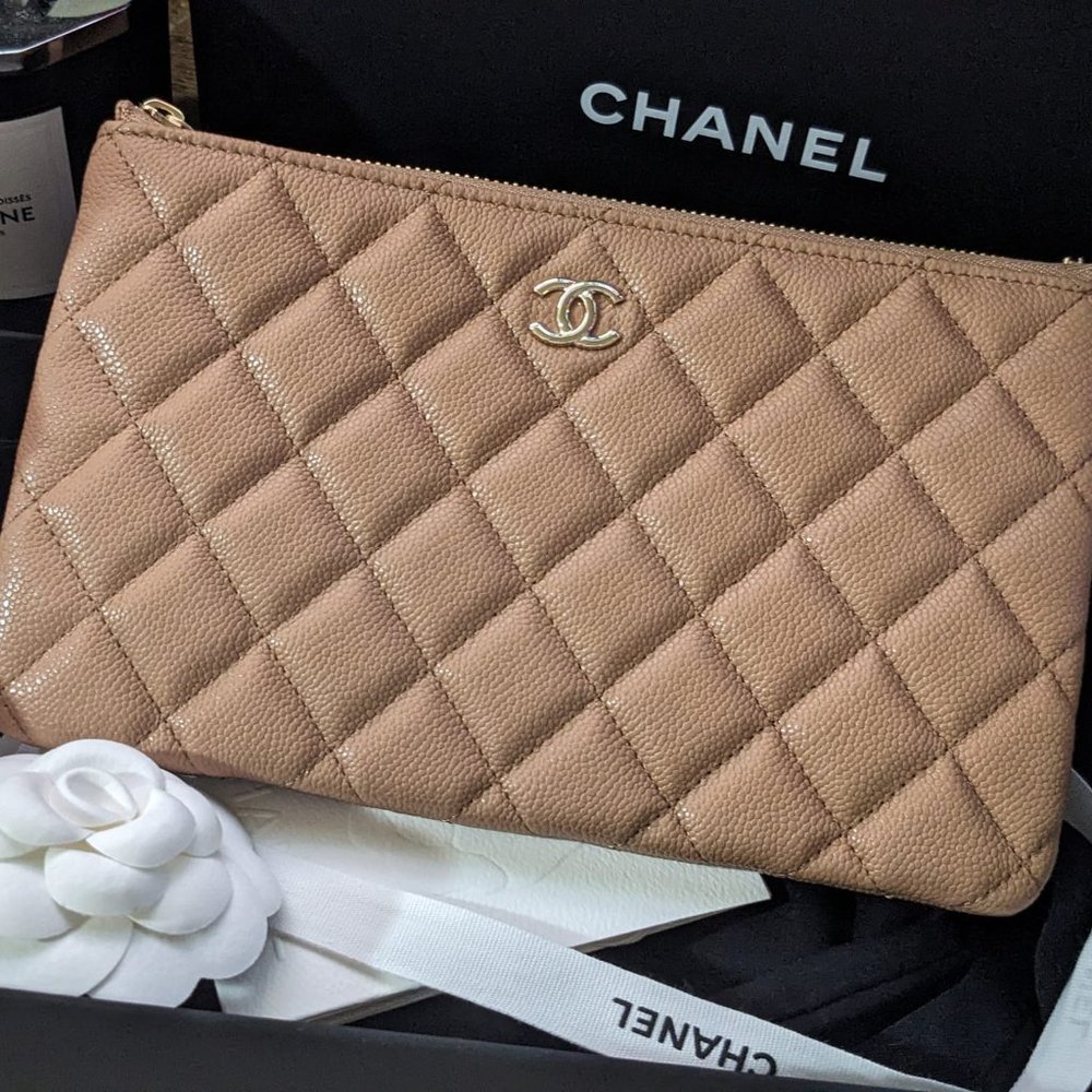 CHANEL 23B dark beige small O-case pouch